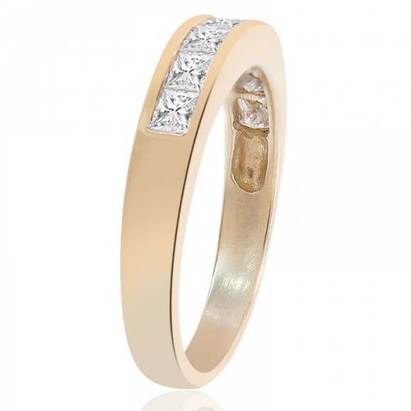 1.00 Carat Princess Cut Diamond Wedding Band 14K - Picture 5 of 6